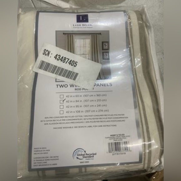 Lush Decor Farmhouse Stripe Yarn Dyed Cotton Window Curtain Pnl Pair - Picture 9 of 9